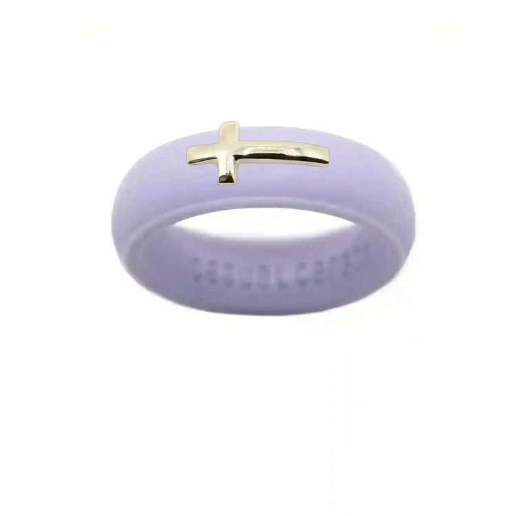 14K Sideways Cross Silicone Ring - Size 9