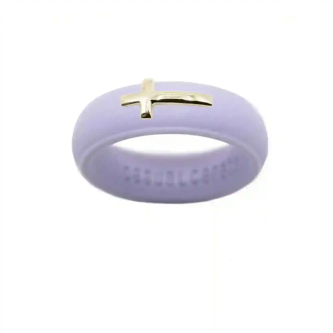 14K Sideways Cross Silicone Ring - Size 9
