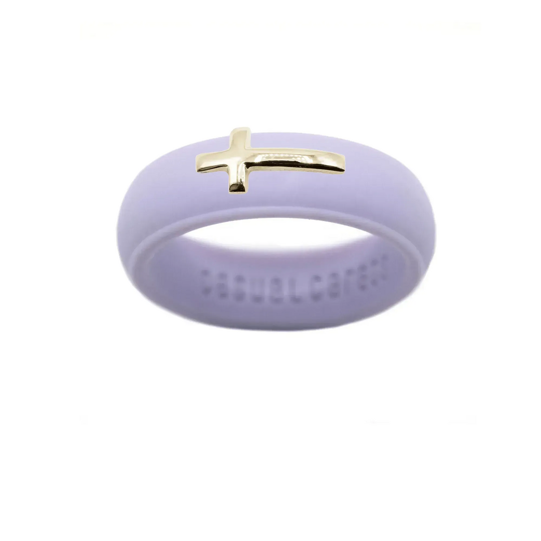 14K Sideways Cross Silicone Ring - Size 6