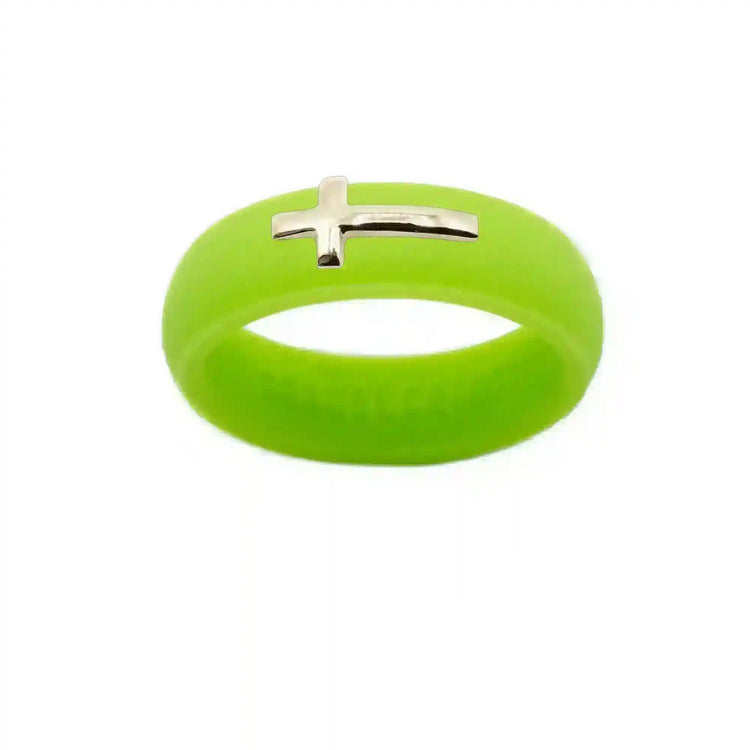 14K Sideways Cross Silicone Ring - Size 9