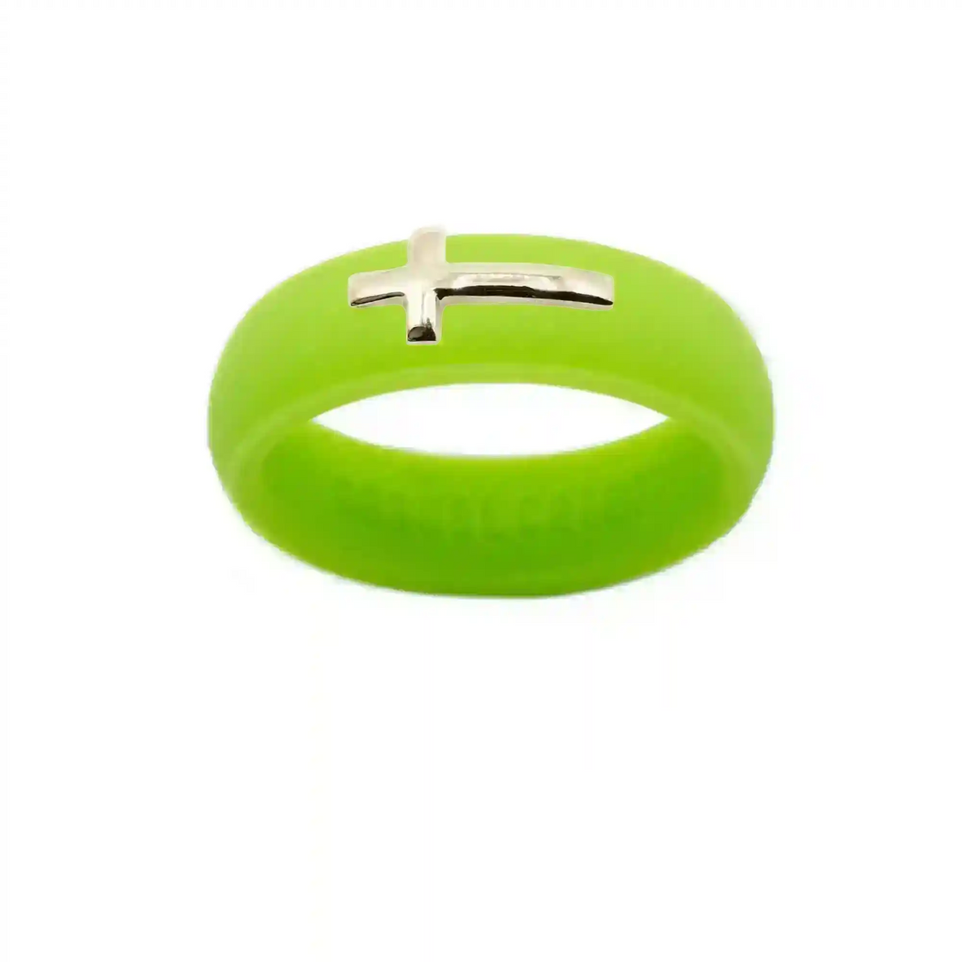 14K Sideways Cross Silicone Ring - Size 9