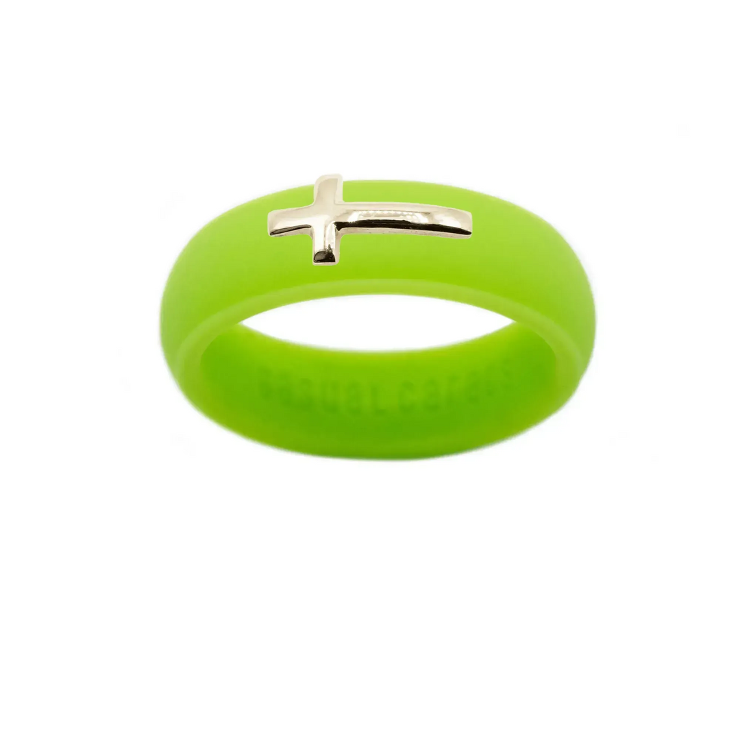 14K Sideways Cross Silicone Ring - Size 8