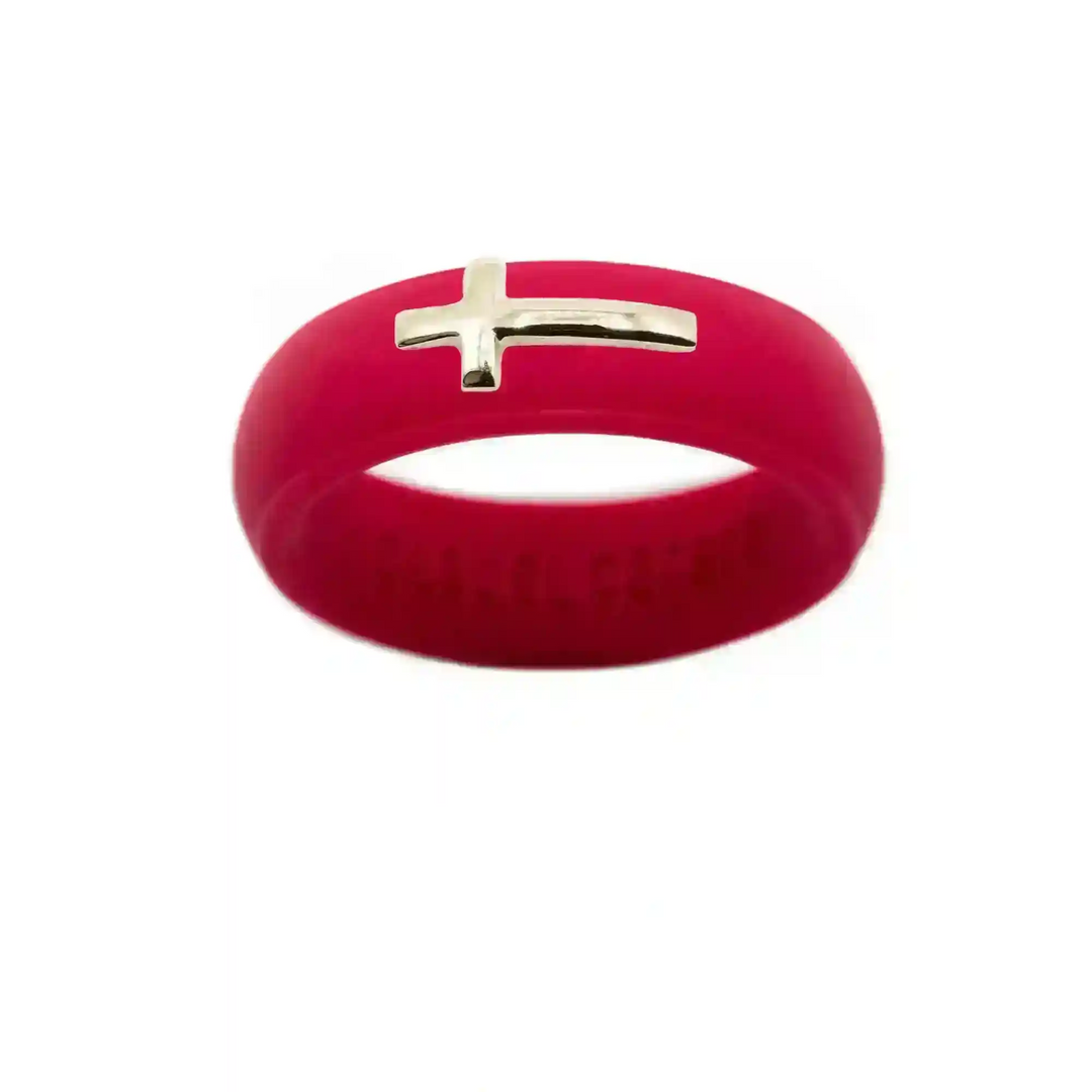 14K Sideways Cross Silicone Ring - Size 9