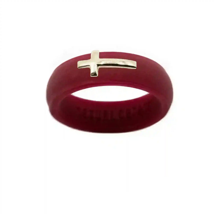 14K Sideways Cross Silicone Ring - Size 9