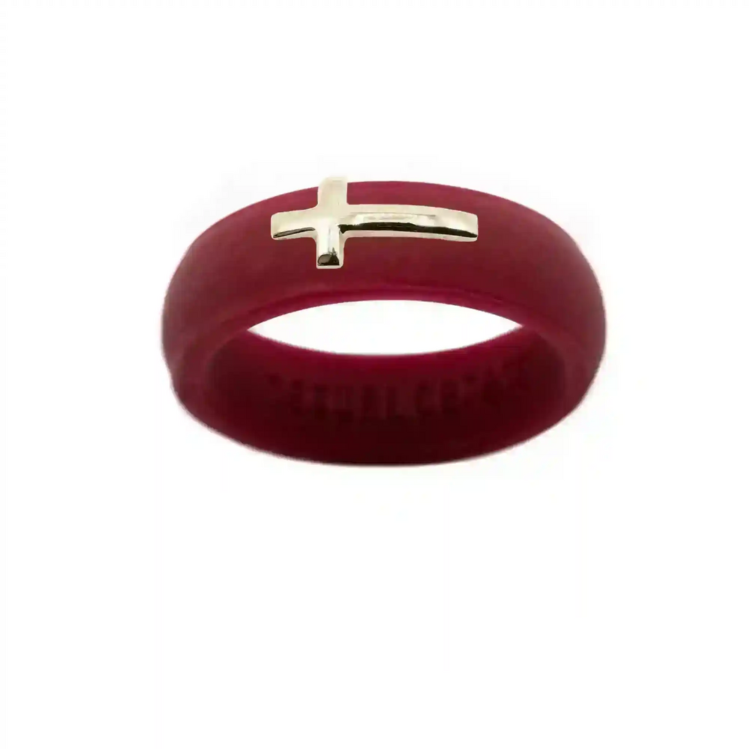 14K Sideways Cross Silicone Ring - Size 9