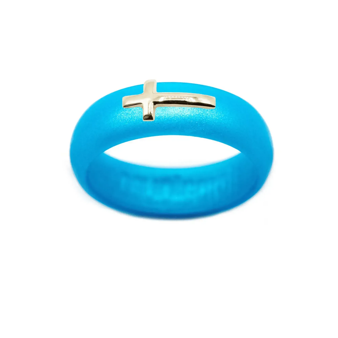 14K Sideways Cross Silicone Ring - Size 4