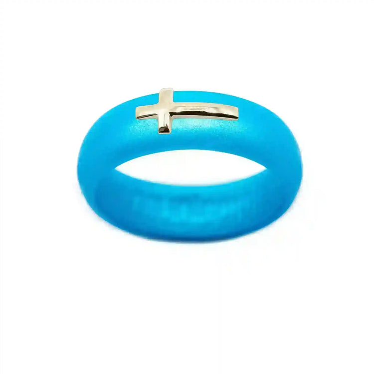 14K Sideways Cross Silicone Ring - Size 9