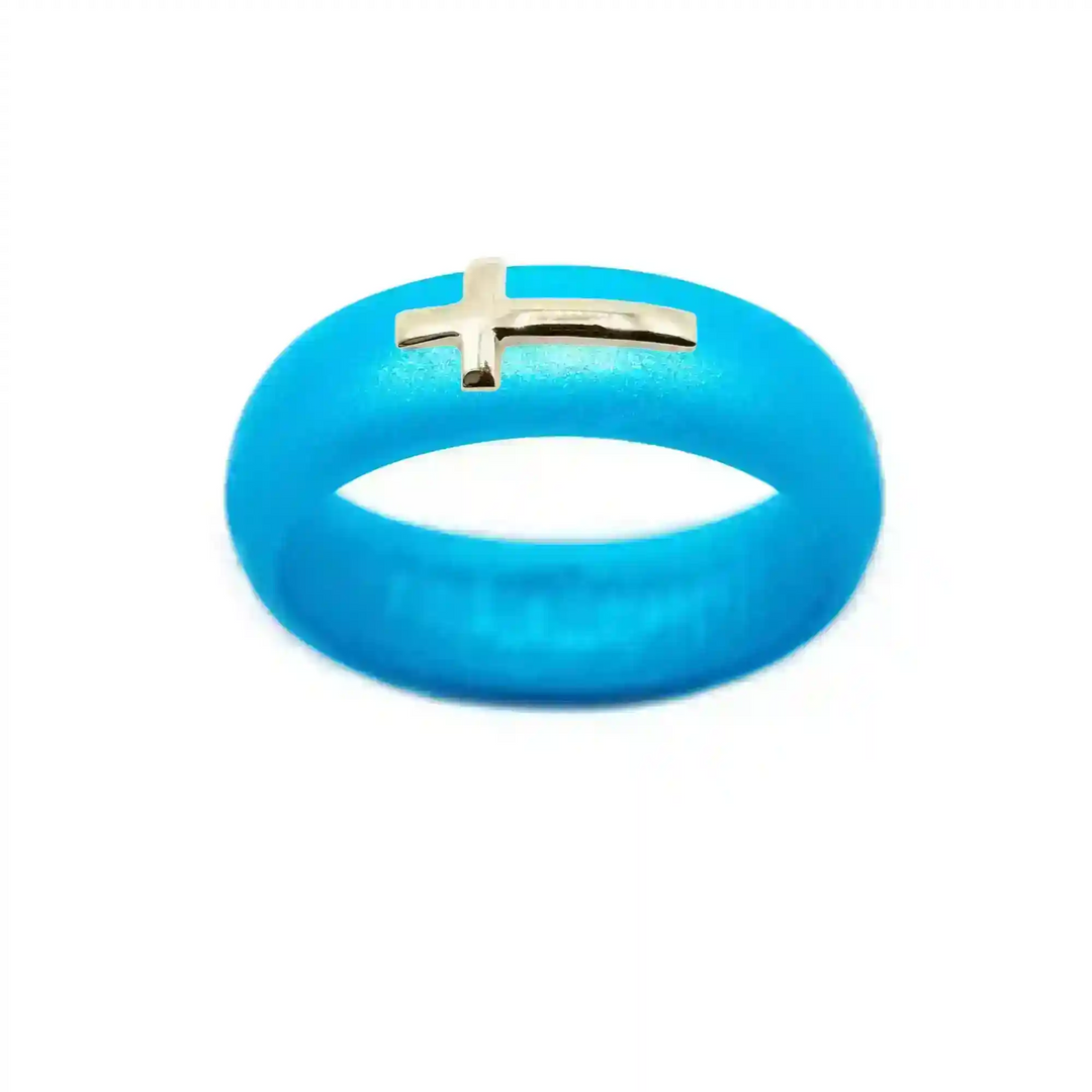 14K Sideways Cross Silicone Ring - Size 9