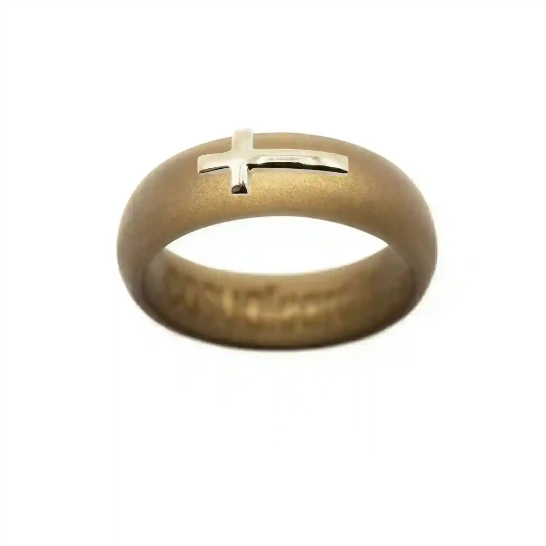 14K Sideways Cross Silicone Ring - Size 9