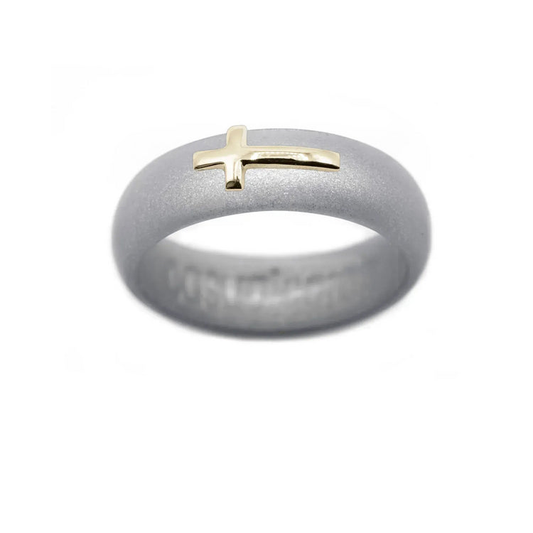 14K Sideways Cross Silicone Ring - Size 4