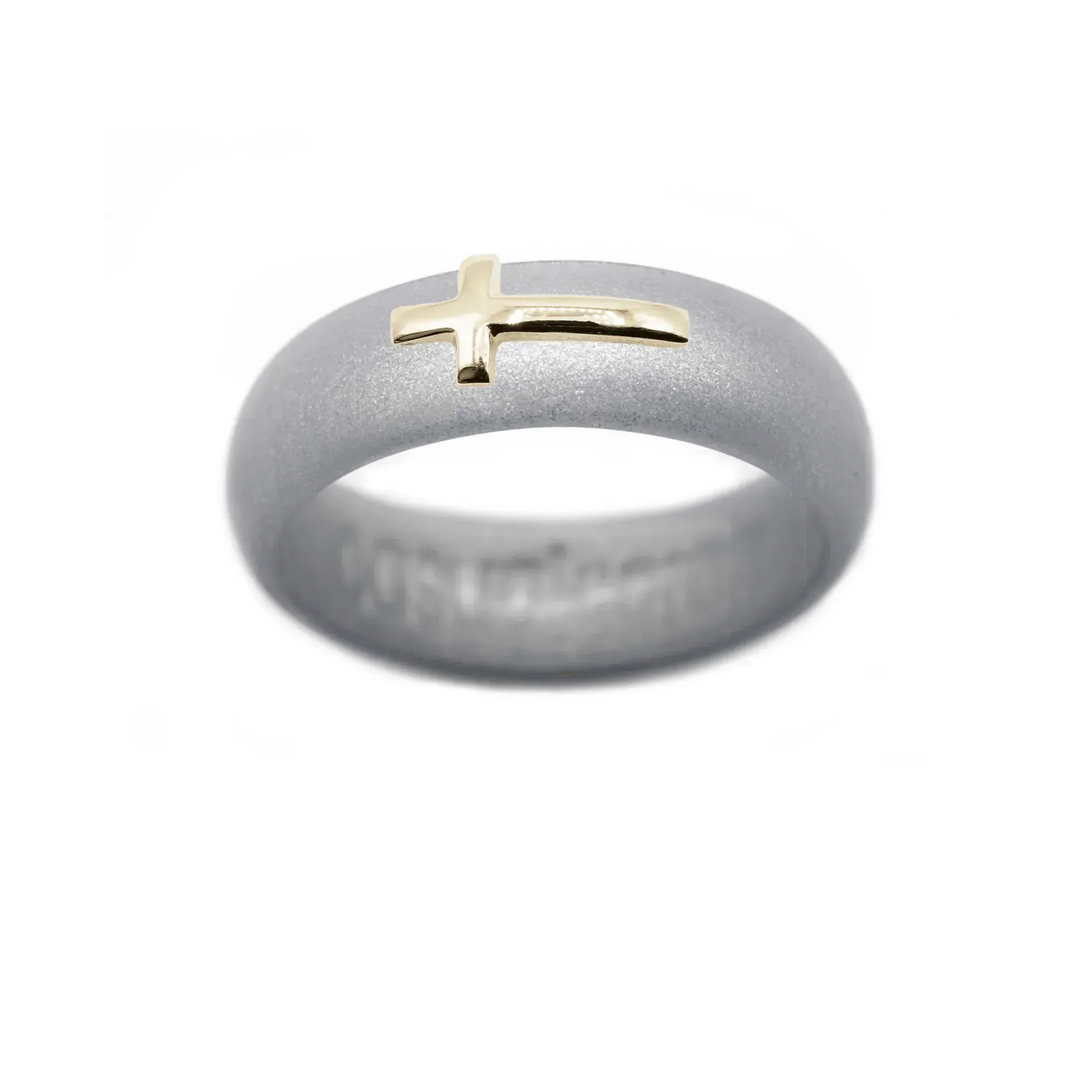 14K Sideways Cross Silicone Ring - Size 4