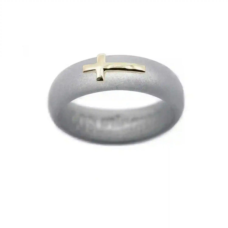 14K Sideways Cross Silicone Ring - Size 9