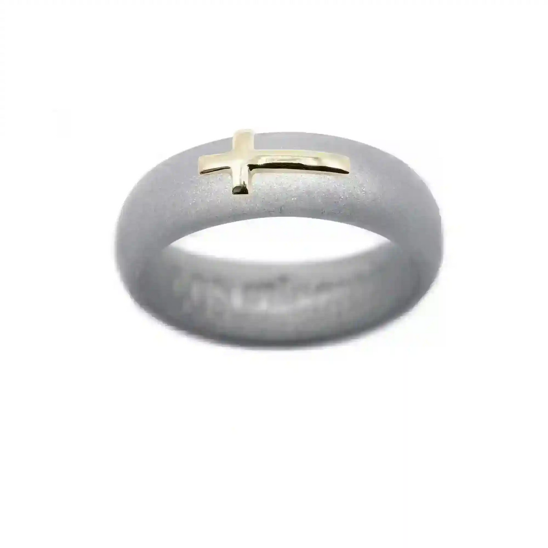 14K Sideways Cross Silicone Ring - Size 9