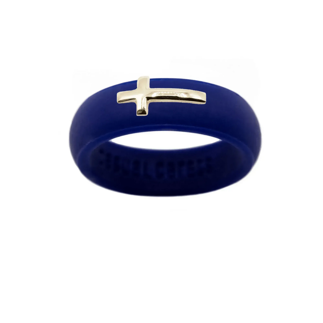 14K Sideways Cross Silicone Ring - Size 7