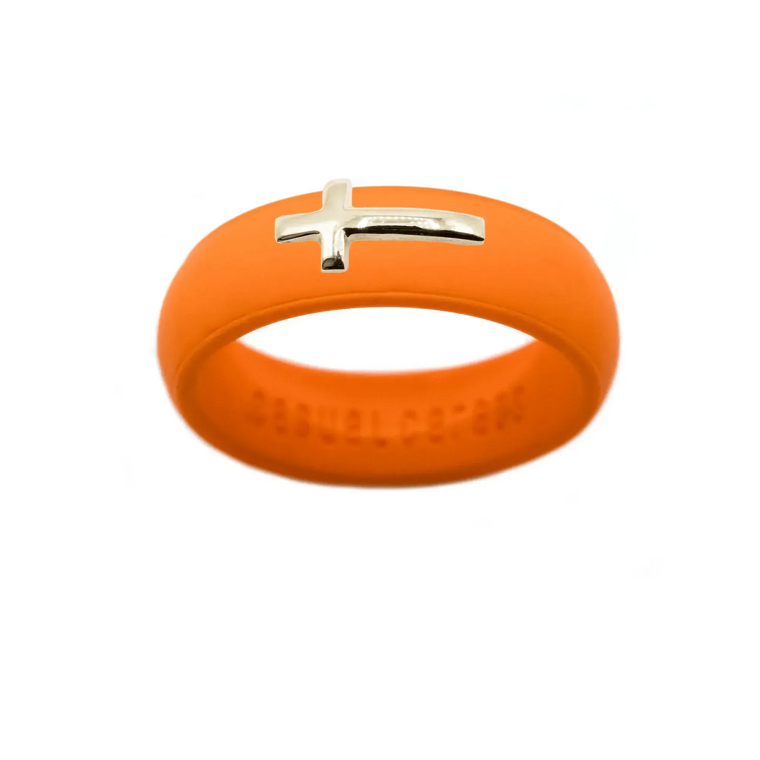 14K Sideways Cross Silicone Ring - Size 7