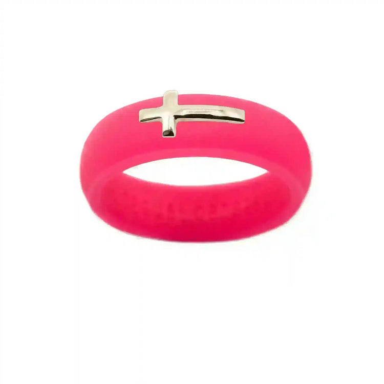 14K Sideways Cross Silicone Ring - Size 9