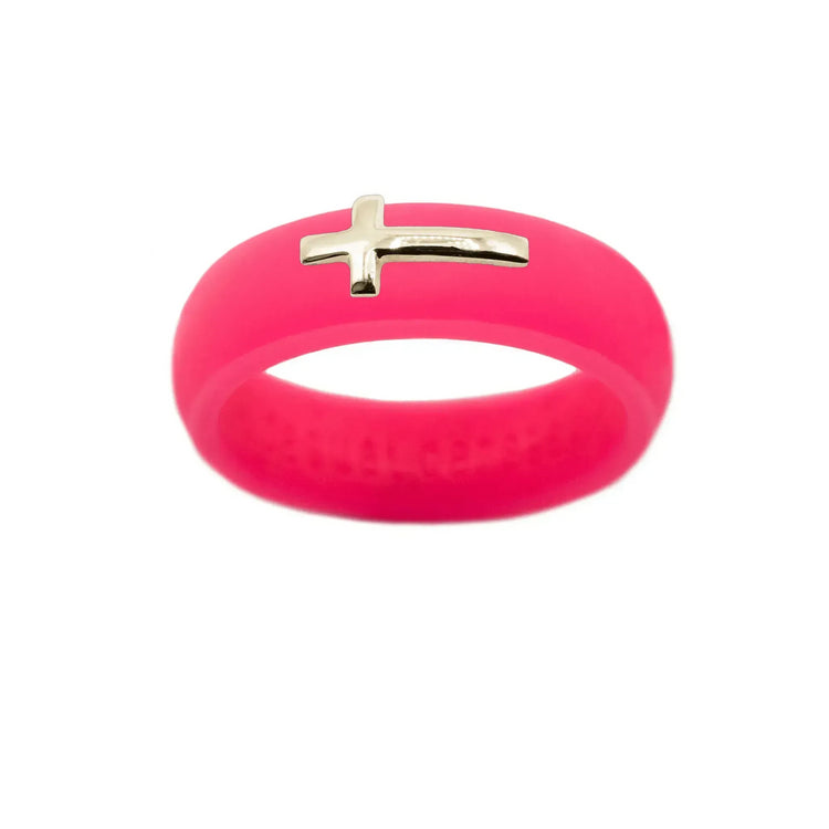 14K Sideways Cross Silicone Ring - Size 6