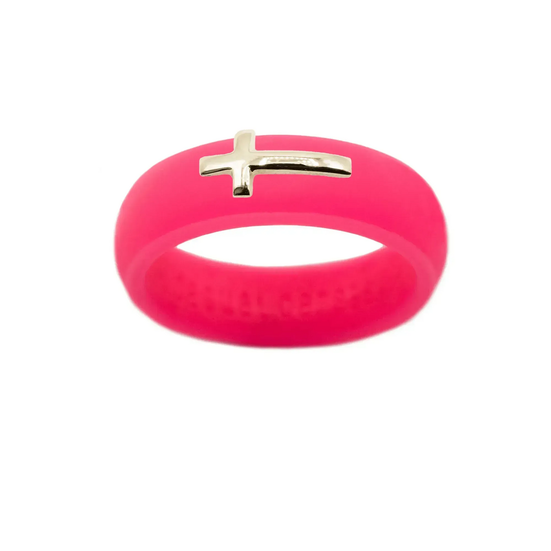 14K Sideways Cross Silicone Ring - Size 6