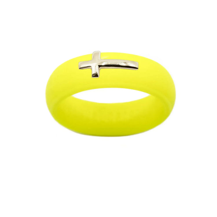 14K Sideways Cross Silicone Ring - Size 8
