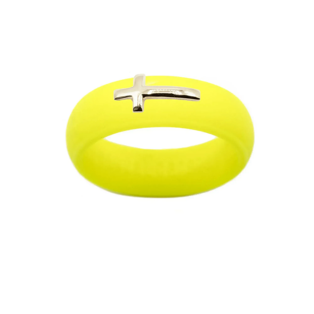 14K Sideways Cross Silicone Ring - Size 8
