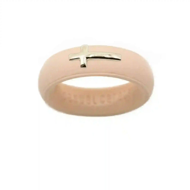 14K Sideways Cross Silicone Ring - Size 9