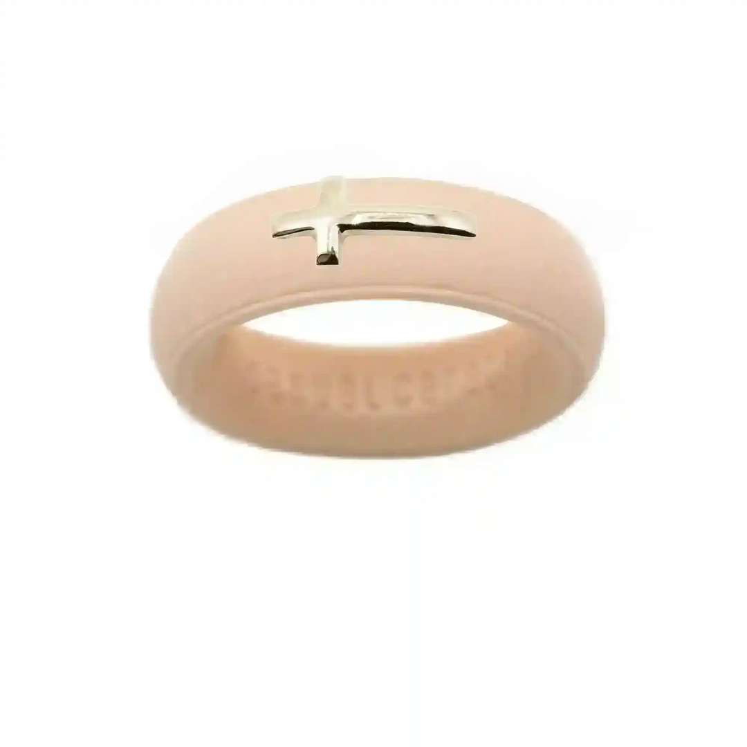 14K Sideways Cross Silicone Ring - Size 9