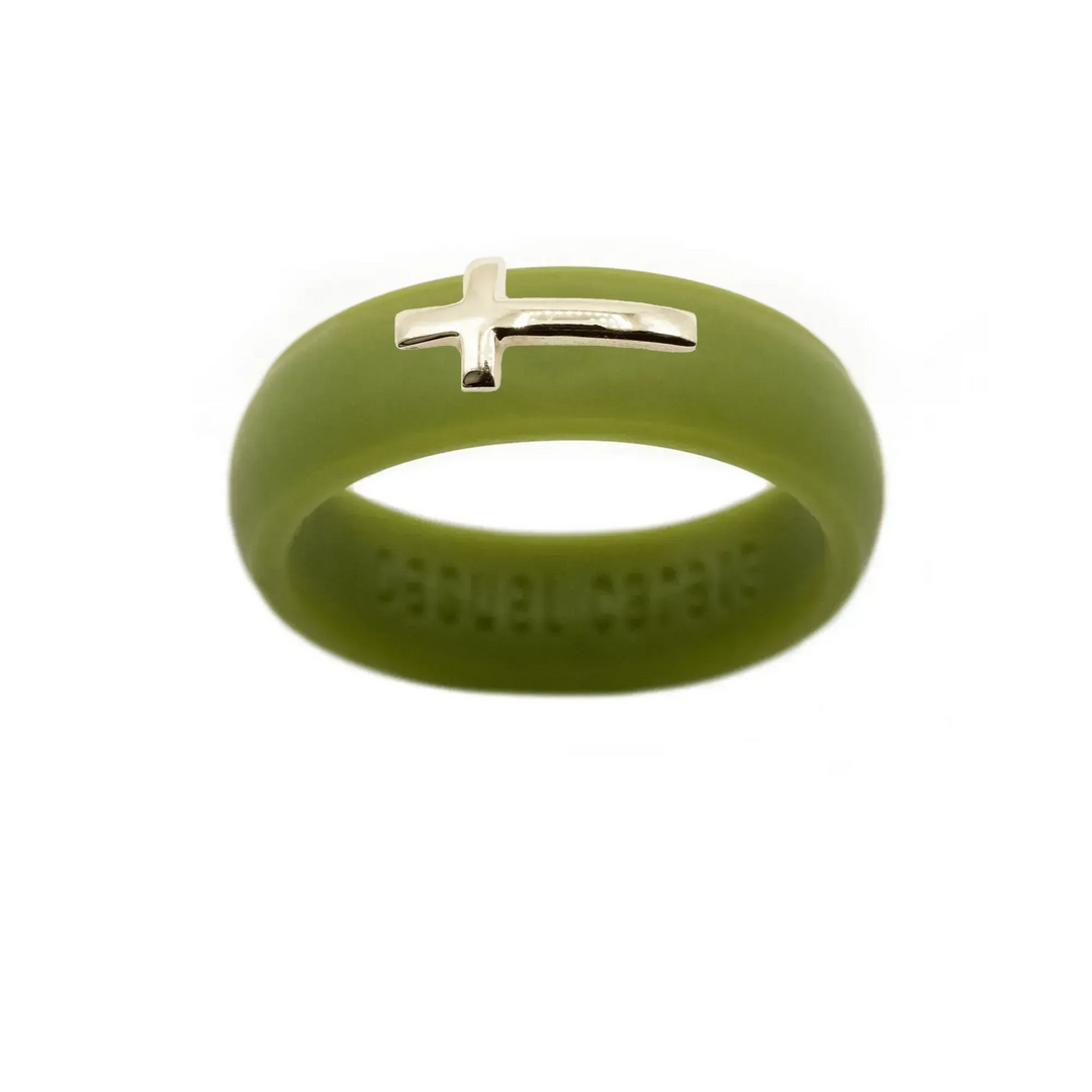 14K Sideways Cross Silicone Ring - Size 4