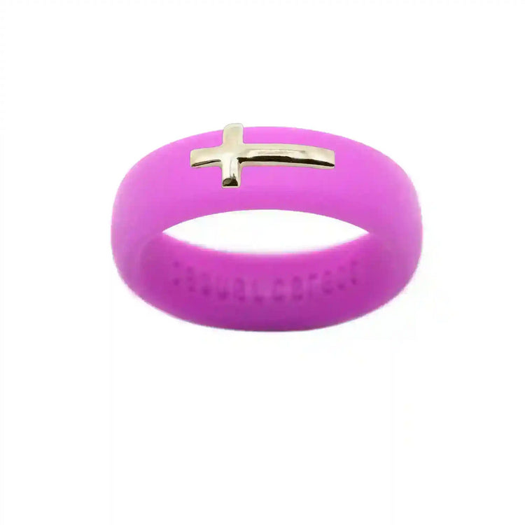 14K Sideways Cross Silicone Ring - Size 9