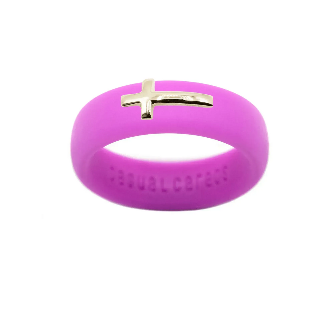 14K Sideways Cross Silicone Ring - Size 7