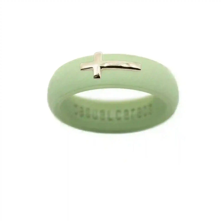 14K Sideways Cross Silicone Ring - Size 9