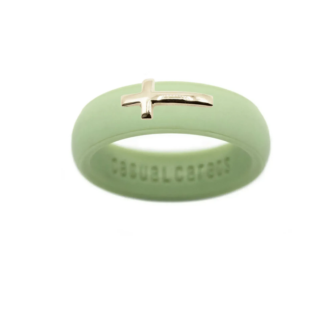 14K Sideways Cross Silicone Ring - Size 4