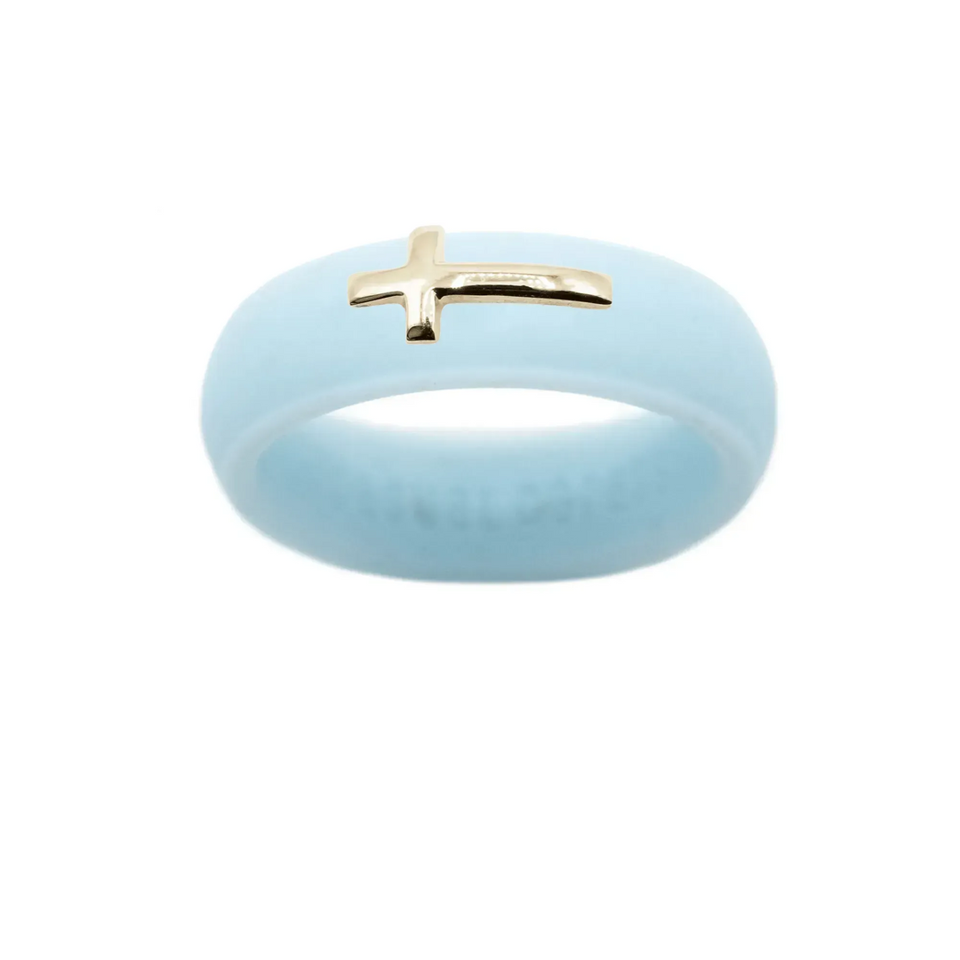 14K Sideways Cross Silicone Ring - Size 7