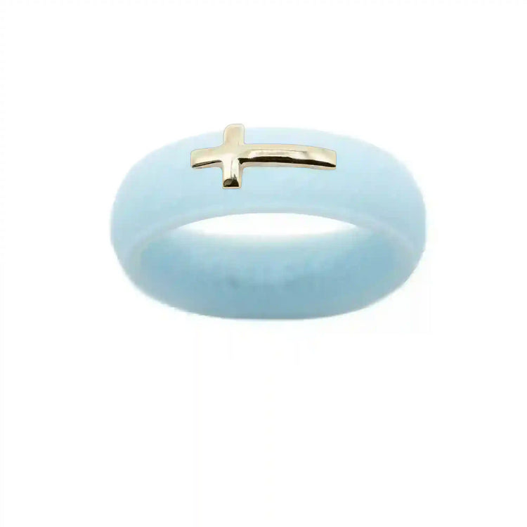 14K Sideways Cross Silicone Ring - Size 9