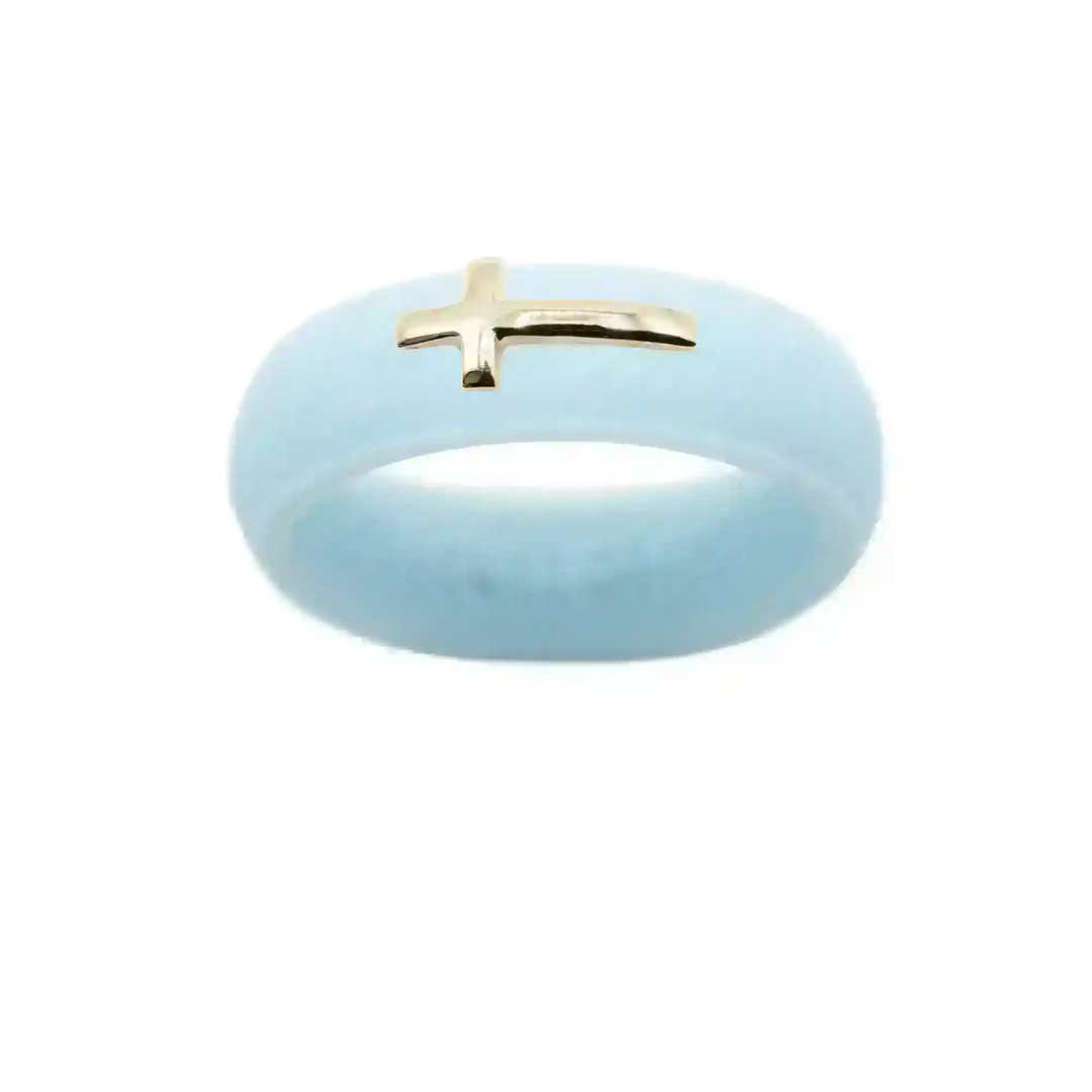 14K Sideways Cross Silicone Ring - Size 9