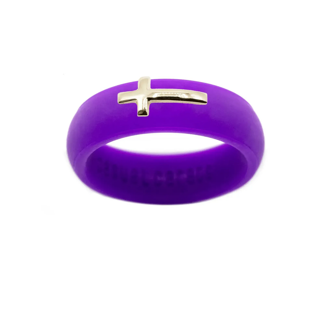 14K Sideways Cross Silicone Ring - Size 7