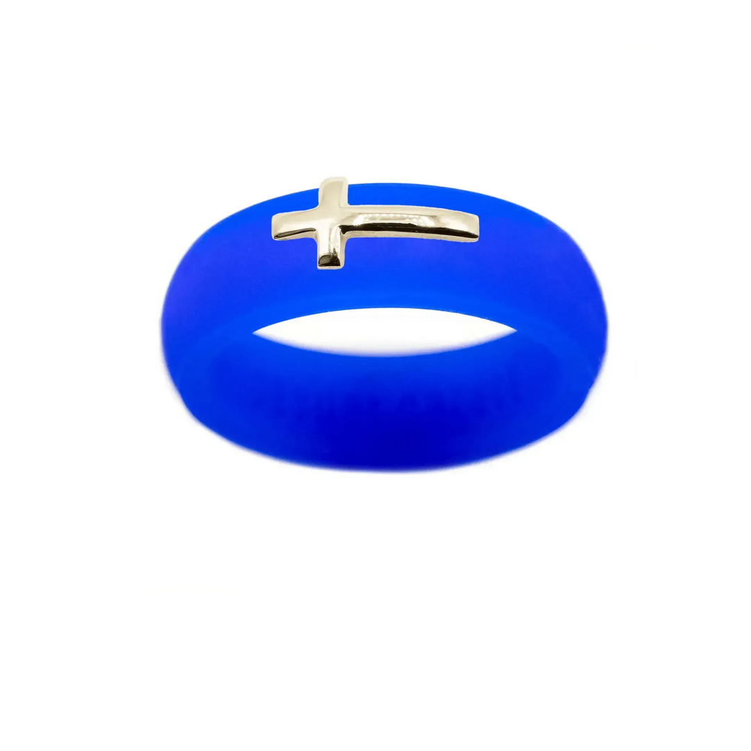 14K Sideways Cross Silicone Ring - Size 8