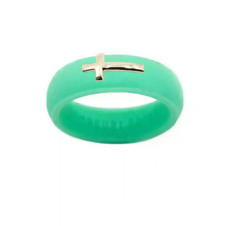 14K Sideways Cross Silicone Ring - Size 9