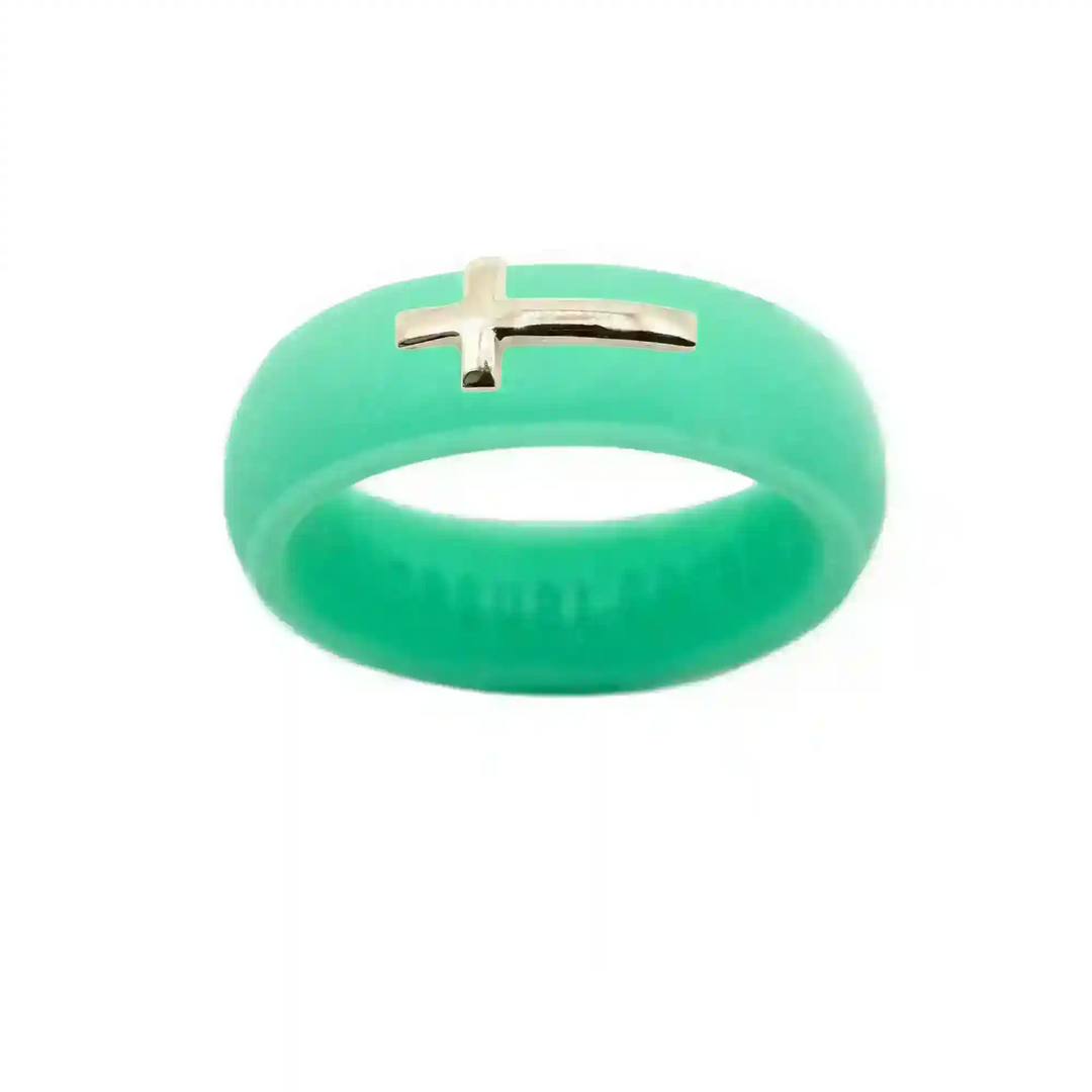 14K Sideways Cross Silicone Ring - Size 9