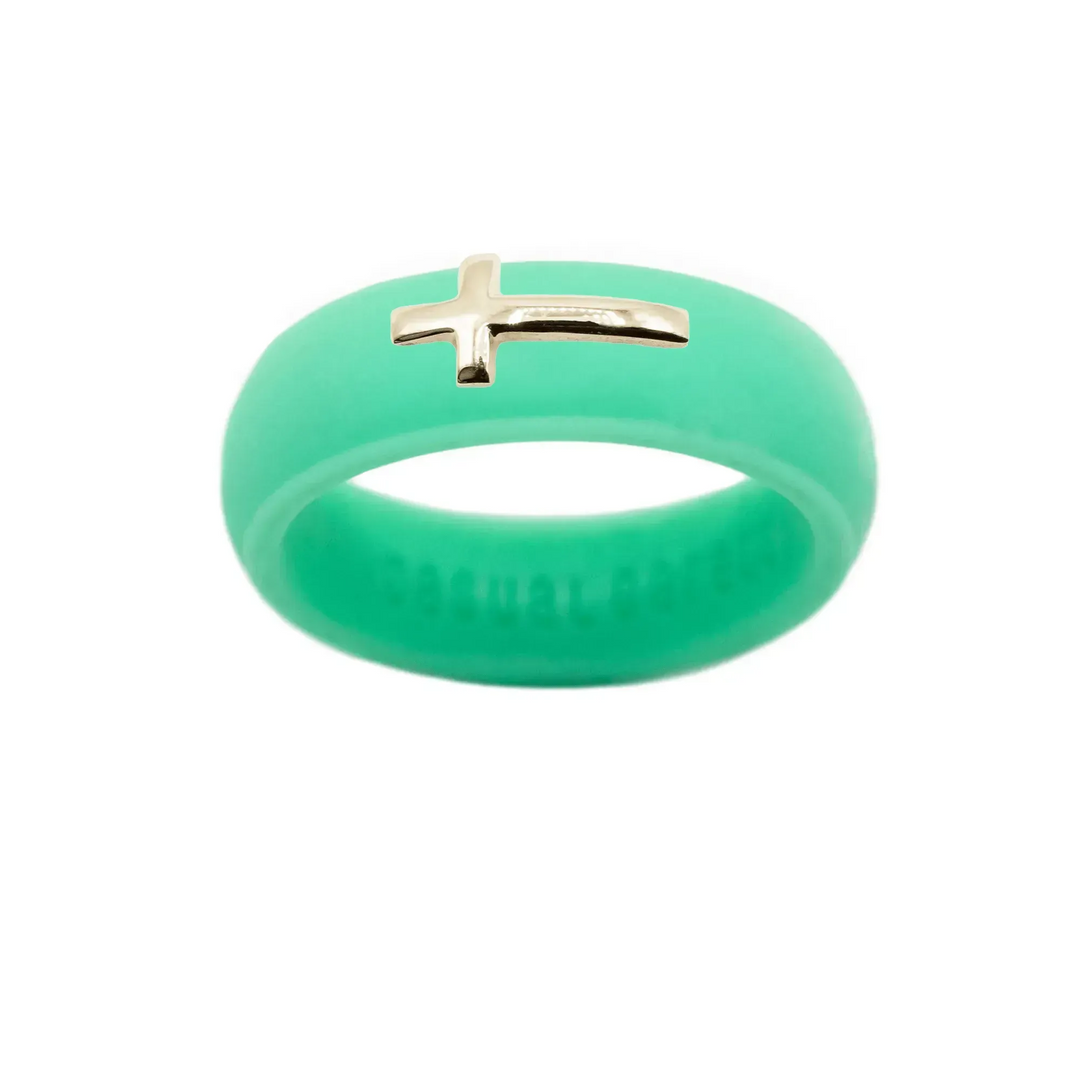 14K Sideways Cross Silicone Ring - Size 7