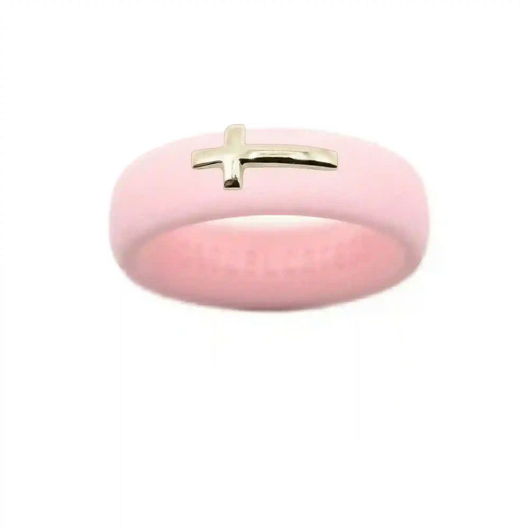 14K Sideways Cross Silicone Ring - Size 9