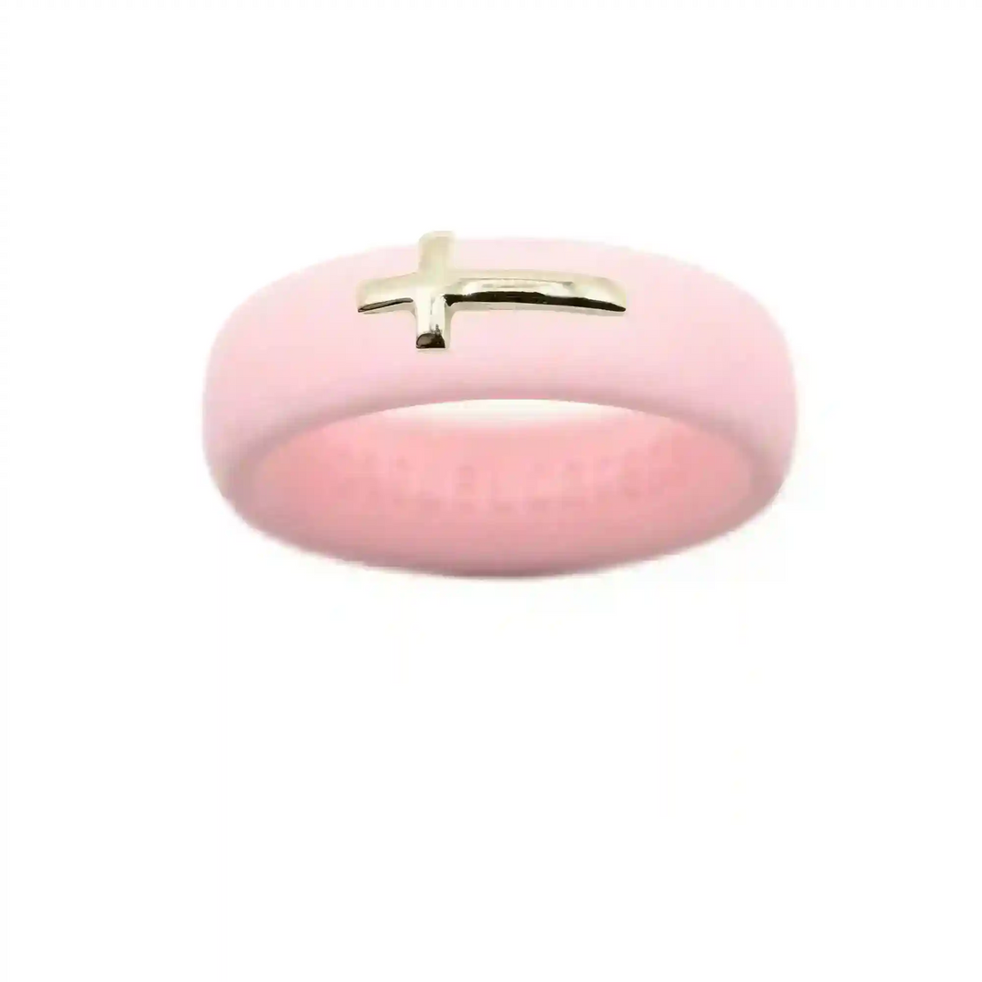 14K Sideways Cross Silicone Ring - Size 9