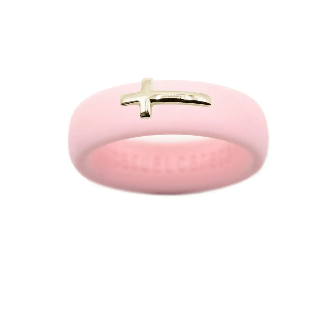 14K Sideways Cross Silicone Ring - Size 7