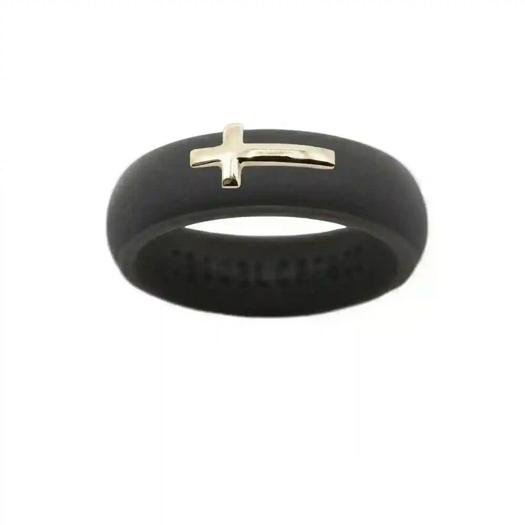 14K Sideways Cross Silicone Ring - Size 5