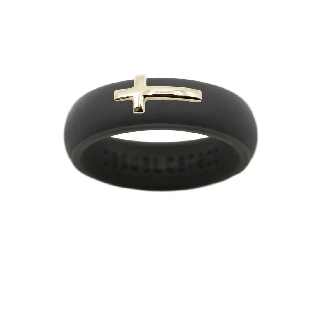 14K Sideways Cross Silicone Ring - Size 6