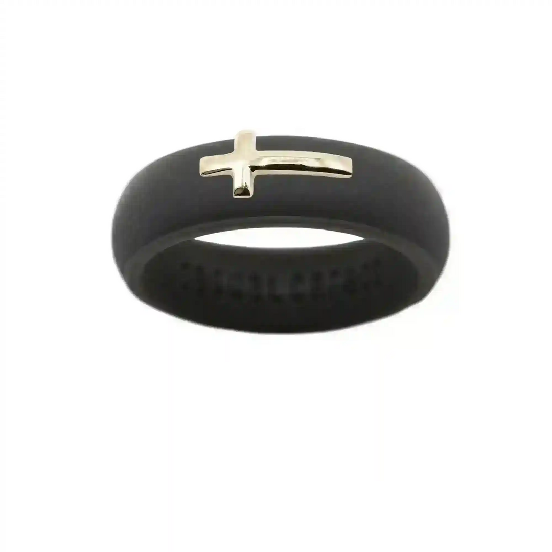 14K Sideways Cross Silicone Ring - Size 9