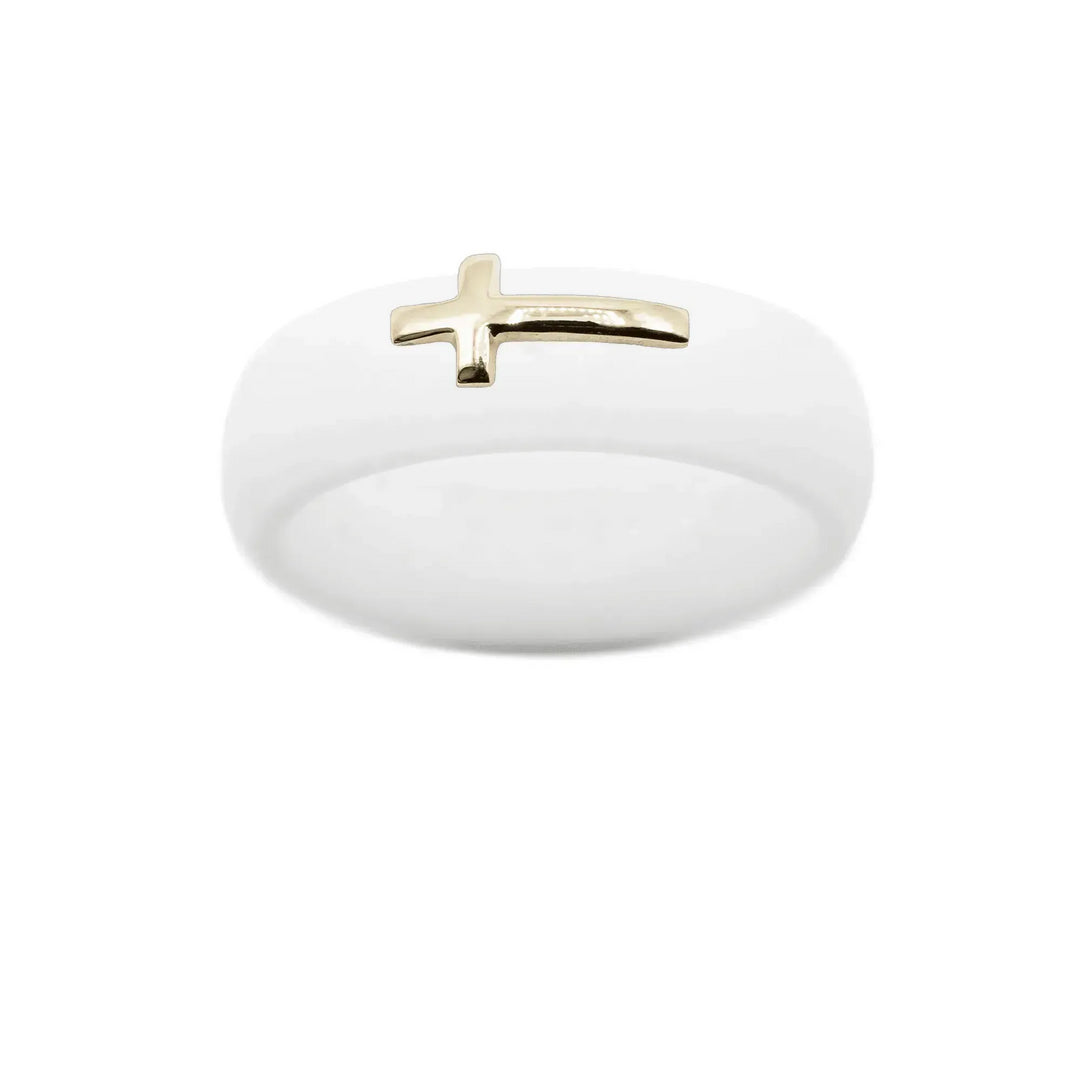 14K Sideways Cross Silicone Ring - Size 9