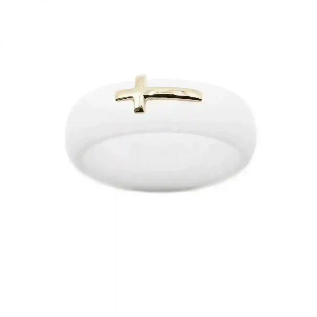 14K Sideways Cross Silicone Ring - Size 9