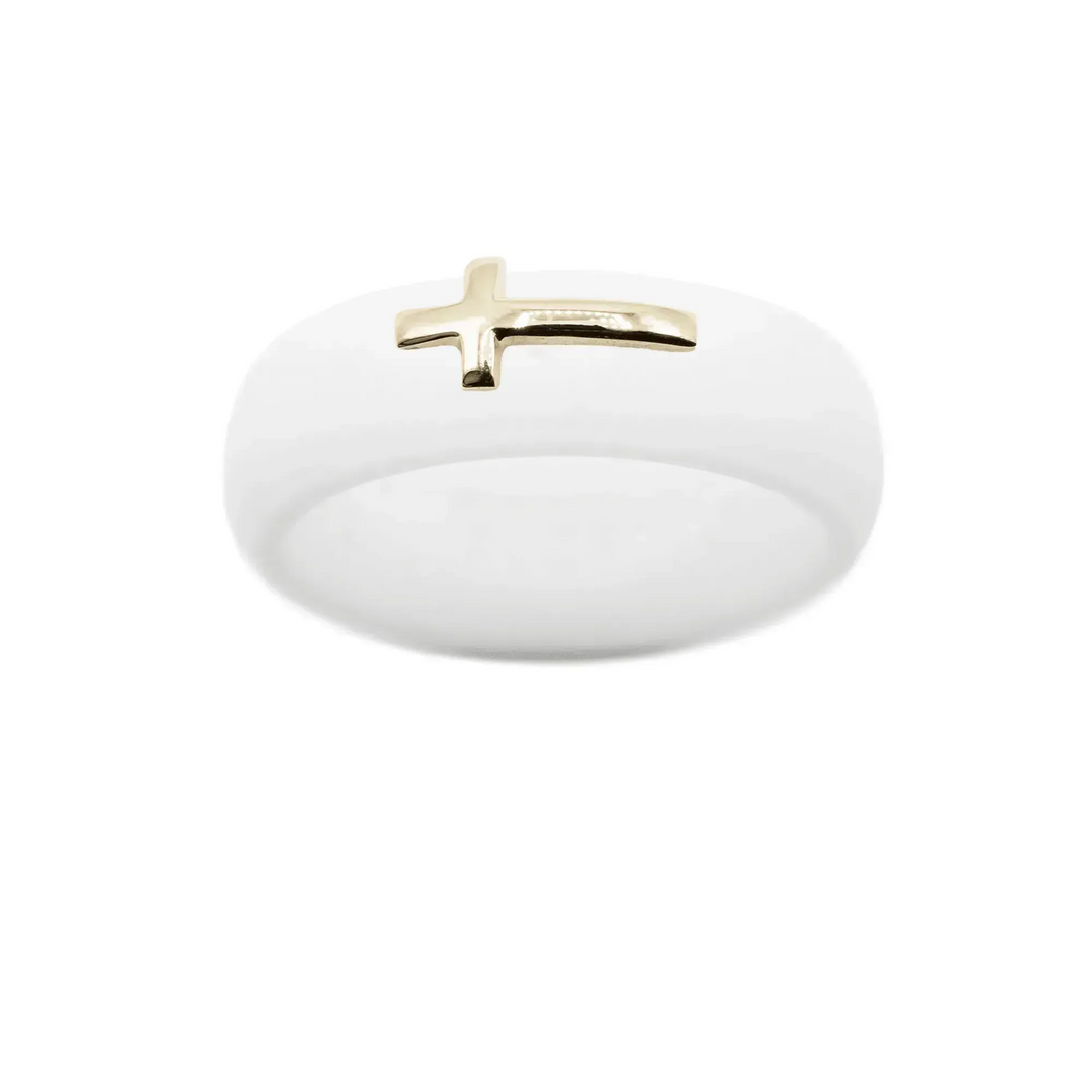 14K Sideways Cross Silicone Ring - Size 7