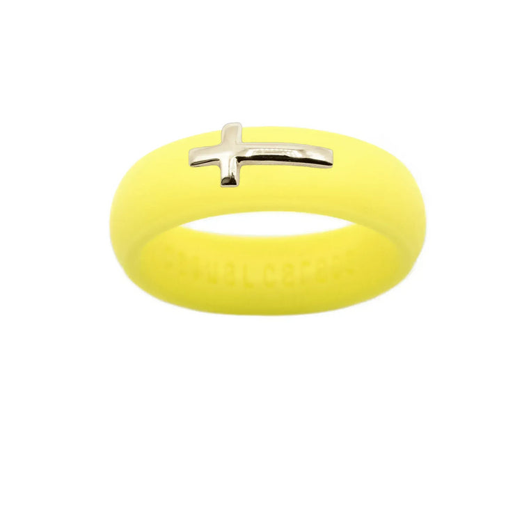 14K Sideways Cross Silicone Ring - Size 4