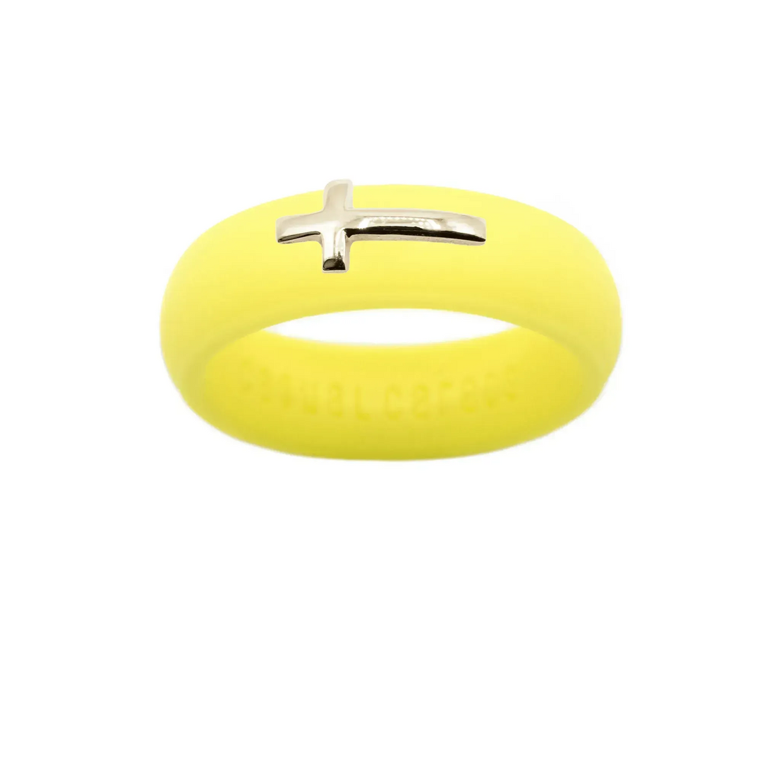 14K Sideways Cross Silicone Ring - Size 7